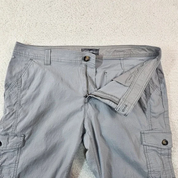 Eddie Bauer Womens 18 Gray Cargo Capri Pants Ripstop Stretch Hiking Crop Pants - Picture 10 of 13